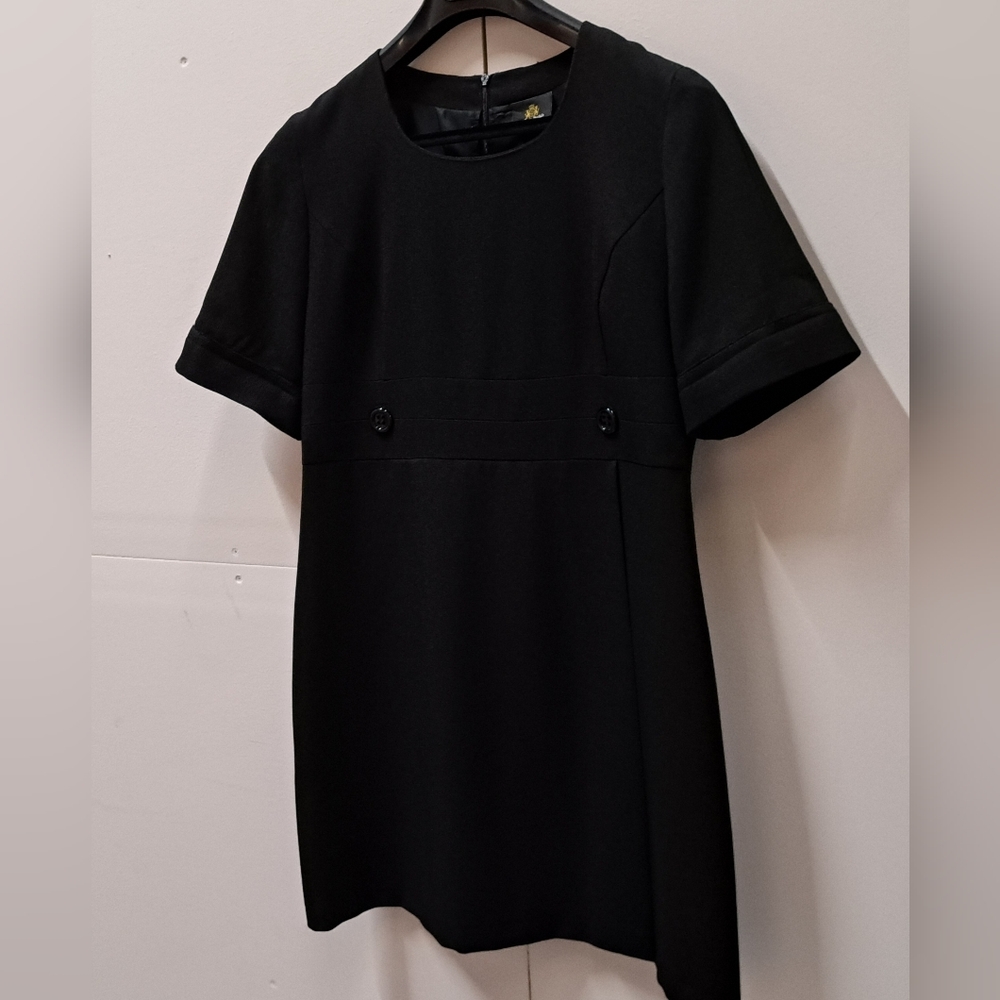 El Cortes Ingles Women's Dress Shift Midi Vintage Black Short Sleeve Size Medium - Picture 2 of 11